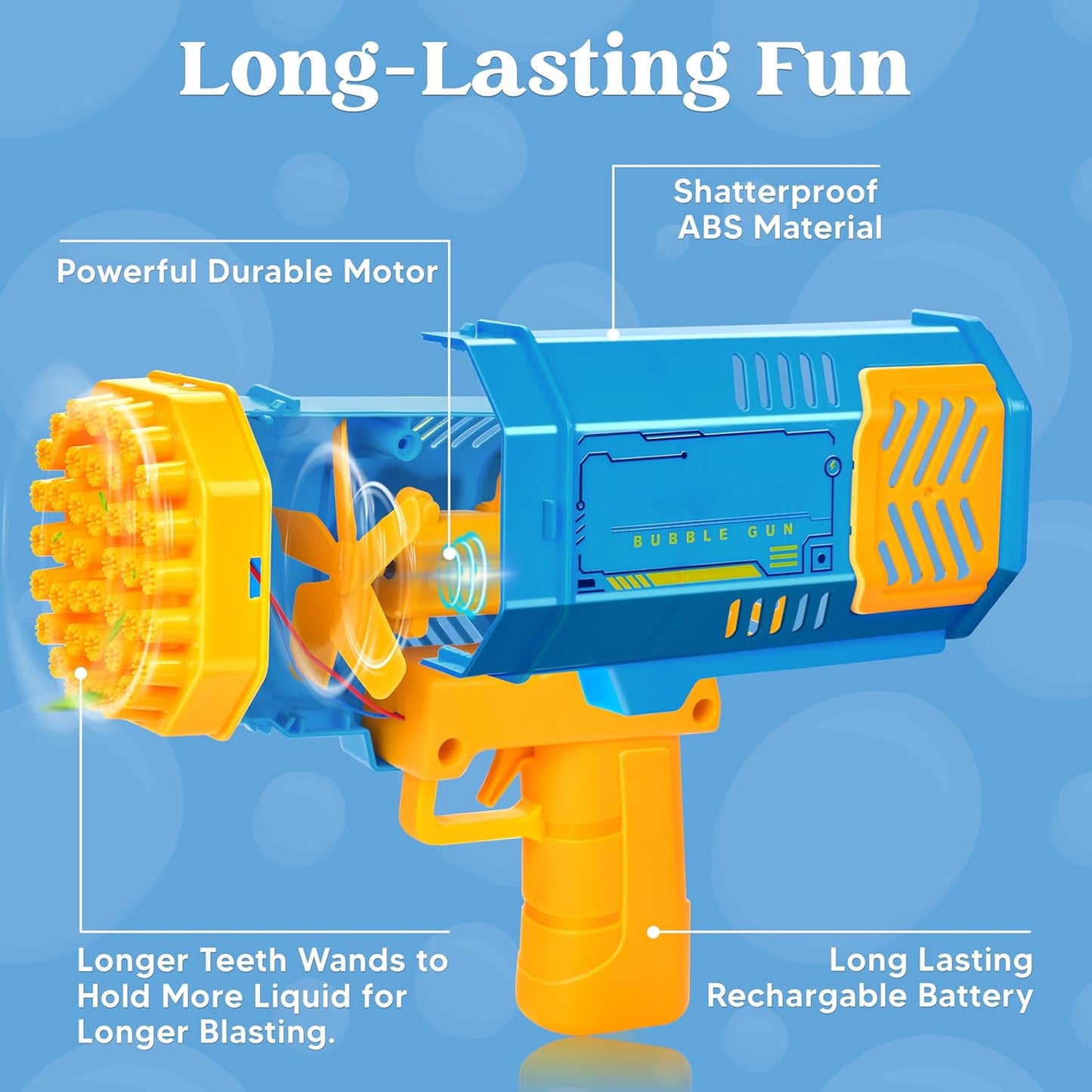 Bubble Machine Toy for Ages 3-8 Boys Girls with Solution, Rocket Shape Bubble Gun Toy for Kids Ages 4-8, Gifts, Adults, Party Favors, Summer, Wedding, Easter