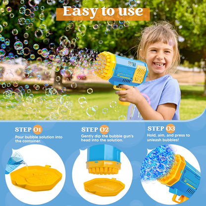 Bubble Machine Toy for Ages 3-8 Boys Girls with Solution, Rocket Shape Bubble Gun Toy for Kids Ages 4-8, Gifts, Adults, Party Favors, Summer, Wedding, Easter